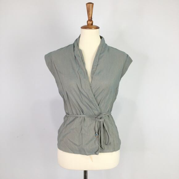 Vintage sage green wrap top Size Small - Picture 1 of 7